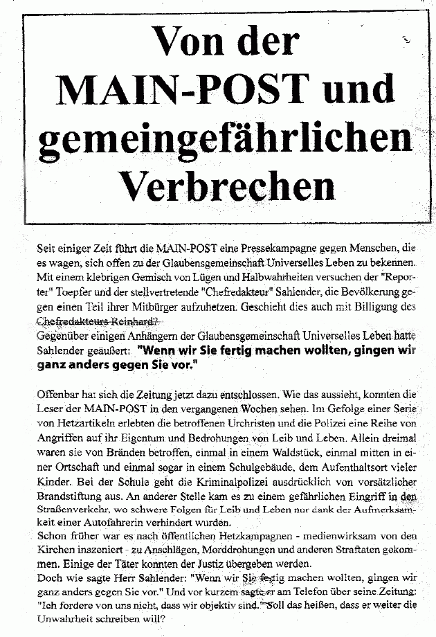 Flugblatt Main-Post